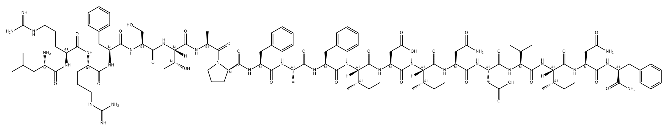 L-Phenylalaninamide, L-leucyl-L-arginyl-L-arginyl-L-phenylalanyl-L-seryl-L-threonyl-L-alanyl-L-prolyl-L-phenylalanyl-L-alanyl-L-phenylalanyl-L-isoleucyl-L-α-aspartyl-L-isoleucyl-L-asparaginyl-L-α-aspartyl-L-valyl-L-isoleucyl-L-asparaginyl- Structure
