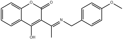 4-羟基-3-(1-((4-甲氧基苄基)亚氨基)乙基)-2H-苯并吡喃-2-酮,2417988-00-0,结构式