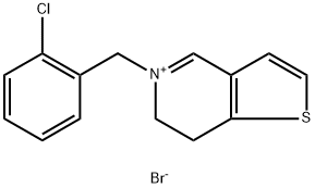 Thieno[3,2-c]pyridinium, 5-[(2-chlorophenyl)methyl]-6,7-dihydro-, bromide (1:1) 化学構造式