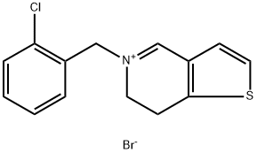 Thieno[3,2-c]pyridinium, 5-[(2-chlorophenyl)methyl]-6,7-dihydro-, bromide (1:1) Structure