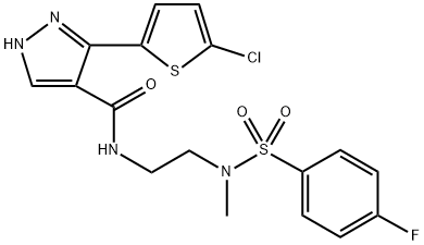 3-(5-chlorothiophen-2-yl)-N-(2-(4-fluoro-N-methylphenylsulfonamido)ethyl)-1H-pyrazole-4-carboxamide3-(5-chloroThien-2-yl)-N-(2-(4-fluoro-N-methylphenylsulfonamido)ethyl)-1H-pyrazole-4-carboxylic acid amide Structure