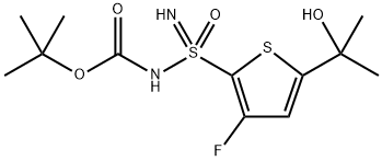 Carbamic acid, N-[(S)-amino[3-fluoro-5-(1-hydroxy-1-methylethyl)-2-thienyl]oxido-λ4-sulfanylidene]-, 1,1-dimethylethyl ester Structure