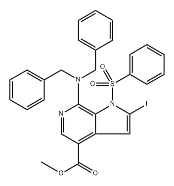 Methyl 7-(dibenzylamino)-2-iodo-1-(phenylsulfonyl)-1H-pyrrolo[2,3-c]pyridine-4-carboxylate Structure