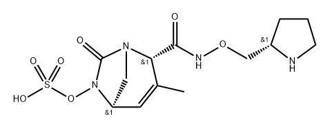 [(2S,5R)-3-METHYL-7-OXO-2-[[(2S)-PYRROLIDIN-2-YL]METHOXYCARBAMOYL]-1,6-DIAZABICYCLO[3.2.1]OCT-3-EN-6 结构式