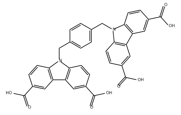 9,9'-(1,4-phenylenebis(methylene))bis(9H-carbazole-3,6-dicarboxylic acid) Struktur