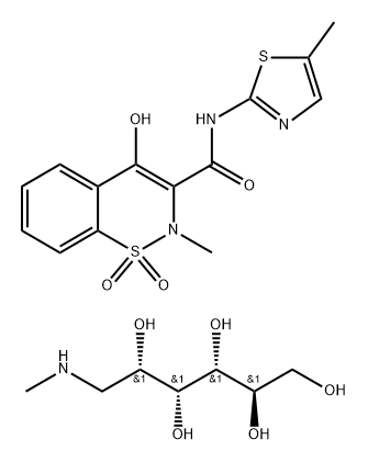 D-Glucitol, 1-deoxy-1-(methylamino)-, compd. with 4-hydroxy-2-methyl-N-(5-methyl-2-thiazolyl)-2H-1,2-benzothiazine-3-carboxamide 1,1-dioxide (1:1) Structure