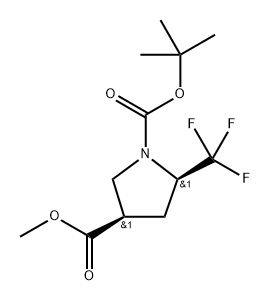 O1-tert-butyl O3-methyl cis-5-(trifluoromethyl)pyrrolidine-1,3-dicarboxylate Struktur
