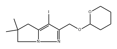 3-iodo-5,5-dimethyl-2-(tetrahydropyran-2-yloxymethyl)-4,6-dihydropyrrolo[1,2-b]pyrazole,2450997-72-3,结构式