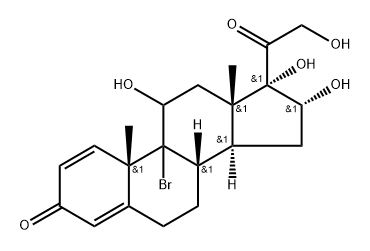 Pregna-1,4-diene-3,20-dione, 9-bromo-11,16,17,21-tetrahydroxy-, (9ξ)- Struktur