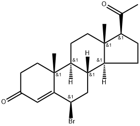 Pregn-4-ene-3,20-dione, 6-bromo-, (6β)- Structure