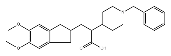 2-(1-Benzylpiperidin-4-yl)-3-(5,6-dimethoxy-2,3-dihydro-1H-inden-2yl)propanoic Acid 化学構造式