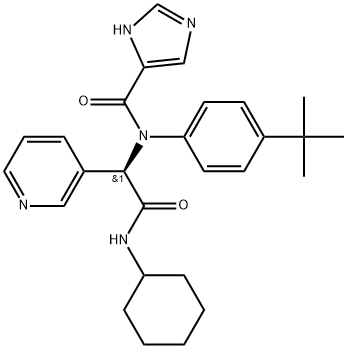 3-Pyridineacetamide, N-cyclohexyl-α-[[4-(1,1-dimethylethyl)phenyl](1H-imidazol-5-ylcarbonyl)amino]-, (αR)- Structure