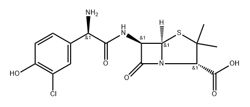 4-Thia-1-azabicyclo[3.2.0]heptane-2-carboxylic acid, 6-[[amino(3-chloro-4-hydroxyphenyl)acetyl]amino]-3,3-dimethyl-7-oxo-, [2S-[2α,5α,6β(S*)]]- (9CI) Structure