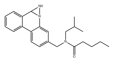 N-((1,10b-Dihydrodiazirino[1,3-f]phenanthridin-4-yl)methyl)-N-isobutylpentanamide Struktur