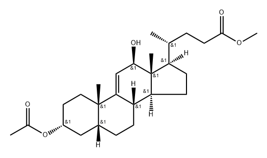 Chol-9(11)-en-24-oic acid, 3-(acetyloxy)-12-hydroxy-, methyl ester, (3α,5β,12β)- 结构式