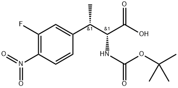 D-Phenylalanine, N-[(1,1-dimethylethoxy)carbonyl]-3-fluoro-β-methyl-4-nitro-, (βS)- Struktur