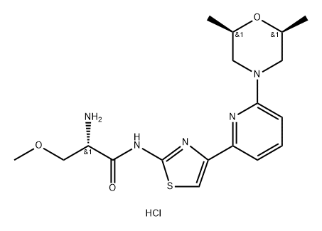 (S)-4-(4-(6-(cis-2,6-dimethylmorpholino)pyridin-2-yl)thiazol-2-yl)-1-methoxy-3- oxobutan-2-aminium chloride Struktur