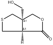 (3aS,6aS)-3a-(Hydroxymethyl)tetrahydro-1H,3H-thieno[3,4-c]furan-1-one 化学構造式