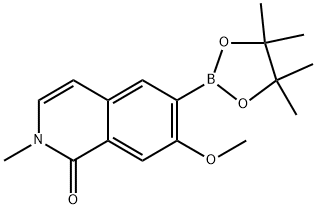 7-甲氧基-2-甲基-6-(4,4,5,5-四甲基-1,3,2-二氧苯甲醛-2-基)异喹啉-1(2H)-酮 结构式