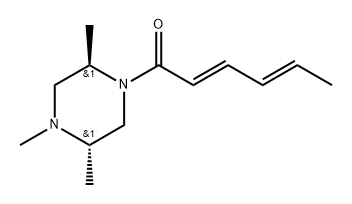 rel-1,2α*,5β*-トリメチル-4-[(2E,4E)-1-オキソヘキサ-2,4-ジエニル]ピペラジン 化学構造式