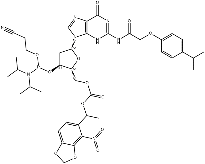 247934-63-0 2'-deoxy-N-[[4-(1-methylethyl)phenoxy]acetyl]-, 3'-[2-cyanoethyl bis(1-methylethyl)phosphoramidite] 5'-[1-(4-nitro-1,3-benzodioxolGuanosine