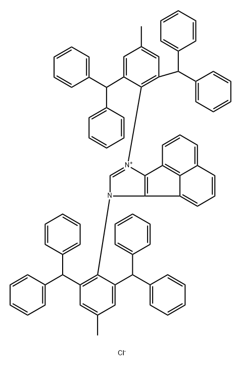 7H-Acenaphth[1,2-d]imidazolium, 7,9-bis[2,6-bis(diphenylmethyl)-4-methylphenyl]-, chloride (1:1) 化学構造式