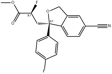 1-Isobenzofuranpropanoicacid,5-cyano-α-fluoro-1-(4-fluorophenyl)-1,3-dihydro-,methylester,(αS,1R)- 化学構造式