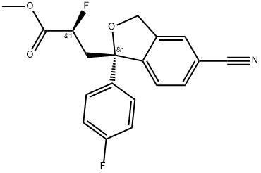 1-Isobenzofuranpropanoicacid,5-cyano-α-fluoro-1-(4-fluorophenyl)-1,3-dihydro-,methylester,(αS,1S)- Struktur