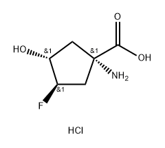 Cyclopentanecarboxylic acid, 1-amino-3-fluoro-4-hydroxy-, hydrochloride (1:1), (1R,3S,4S)-rel- Struktur