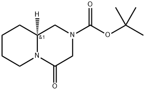 (S)-4-Oxo-octahydro-pyrido[1,2-a]pyrazine-2-carboxylic acid tert-butyl ester Struktur