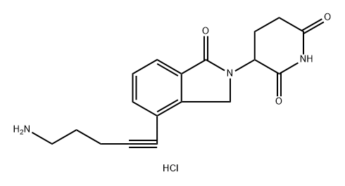 2,6-Piperidinedione, 3-[4-(5-amino-1-pentyn-1-yl)-1,3-dihydro-1-oxo-2H-isoindol-2-yl]-, hydrochloride (1:1) Struktur