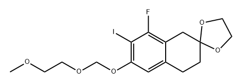 8'-氟代-7'-碘代-6'-((2-甲氧基乙氧基)甲氧基)-3',4'-二氢-1'H-螺环[[1,3]二氧戊环-2,2'-萘] 结构式