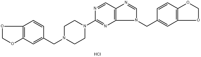 24933-18-4 9-(Benzo[d][1,3]dioxol-5-ylmethyl)-2-(4-(benzo[d][1,3]dioxol-5-ylmethyl)piperazin-1-yl)-9H-purine dihydrochloride