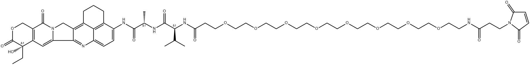 MAL-PEG8-AMIDE-VAL-ALA-(4-NH2)-EXATECAN 结构式