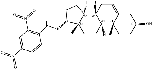Androst-5-en-17-one, 3-hydroxy-, (2,4-dinitrophenyl)hydrazone, (3β)- (9CI) 化学構造式