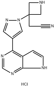 2-(3-(4-(7H-pyrrolo[2,3-d]pyrimidin-4-yl)-1H-pyrazol-1-yl)azetidin-3-yl)acetonitrile Struktur