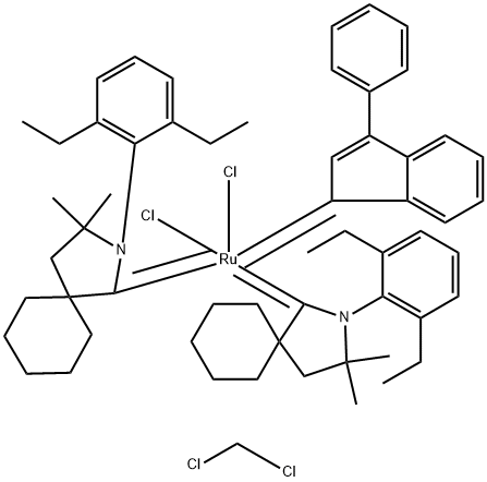 双(2-(2,6-二乙基苯基)-3,3-二甲基-2-氮杂螺[4.5]癸烷-1-亚基)二氯(3-苯基-1H-茚-1-亚基)钌(II)二氯甲烷络合物,2501978-79-4,结构式