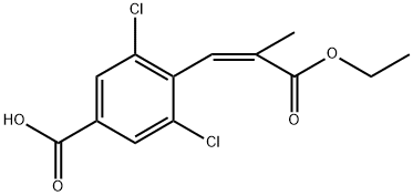 (Z)-3,5-二氯-4-(3-乙氧基-2-甲基-3-氧代丙-1-烯-1-基)苯甲酸, 2502057-35-2, 结构式