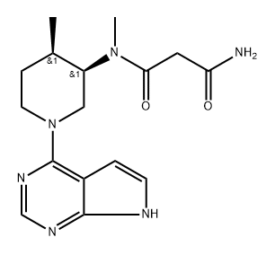 N1-methyl-N1-((3R,4R)-4-methyl-1-(7H-pyrrolo[2,3-d]pyrimidin-4-yl)piperidin-3-yl)malonamide Structure