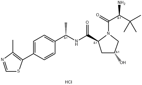 (2S,4R)-1-[(2S)-2-氨基-3,3-二甲基丁酰]-4-羟基-N-[(1S)-1-[4-(4-甲基-1,3-噻唑-5-基)苯基]乙基]吡咯烷-2-甲酰胺2盐酸盐,2504950-56-3,结构式