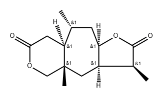 rel-3aβ*,4a,5,8,8aβ*,9,10,10aβ*-オクタヒドロ-3α*,4aα*,9β*-トリメチルフロ[2',3':5,6]シクロヘプタ[1,2-c]ピラン-2,7(3H,4H)-ジオン 化学構造式