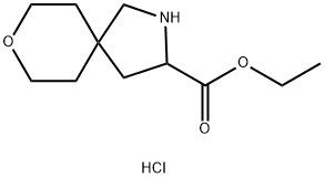8-Oxa-2-azaspiro[4.5]decane-3-carboxylic acid, ethyl ester, hydrochloride (1:1) 化学構造式