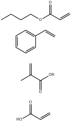 2-甲基-2-丙烯酸与2-丙烯酸丁酯、乙烯基苯和2-丙烯酸的聚合物, 25120-19-8, 结构式