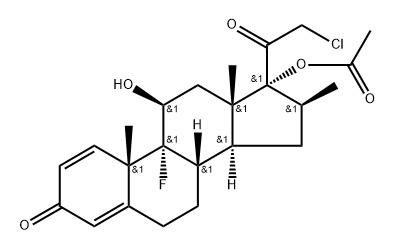 Pregna-1,4-diene-3,20-dione, 17-(acetyloxy)-21-chloro-9-fluoro-11-hydroxy-16-methyl-, (11β,16β)- Struktur