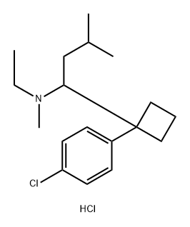 Cyclobutanemethanamine, 1-(4-chlorophenyl)-N-ethyl-N-methyl-α-(2-methylpropyl)-, hydrochloride (1:1) Structure