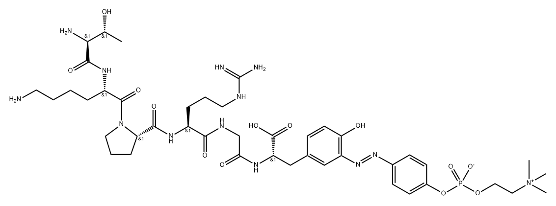 L-Tyrosine, L-threonyl-L-lysyl-L-prolyl-L-arginylglycyl-3-[(1E)-2-[4-[[hydroxy[2-(trimethylammonio)ethoxy]phosphinyl]oxy]phenyl]diazenyl]-, inner salt Structure