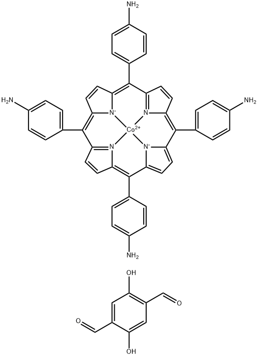 Cobalt, [[4,4',4'',4'''-(21H,23H-porphine-5,10,15,20-tetrayl-κN21,κN22,κN23,κN24)tetrakis[benzenaminato]](2-)]-, (SP-4-1)-, polymer with 2,5-dihydroxy-1,4-benzenedicarboxaldehyde 结构式