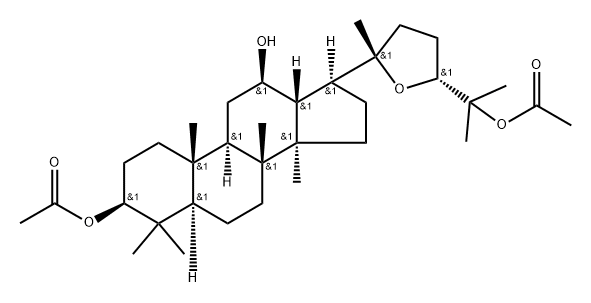Dammarane-3,12,25-triol, 20,24-epoxy-, 3,25-diacetate, (3β,12β,24R)- Struktur