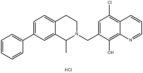 5-Chloro-7-((1-methyl-7-phenyl-3,4-dihydroisoquinolin-2(1H)-yl)methyl)quinolin-8-ol hydrochloride,25297-79-4,结构式