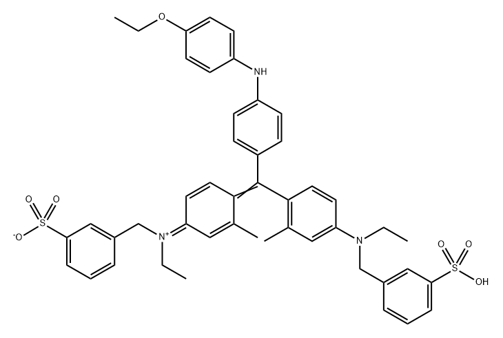 sodium 3-(((4-((4-((4-ethoxyphenyl)amino)phenyl)(4-(ethyl(3-sulfobenzyl)amino)-2-methylphenyl)methyl)-3-methylphenyl)(ethyl)amino)methyl)benzenesulfonate Structure